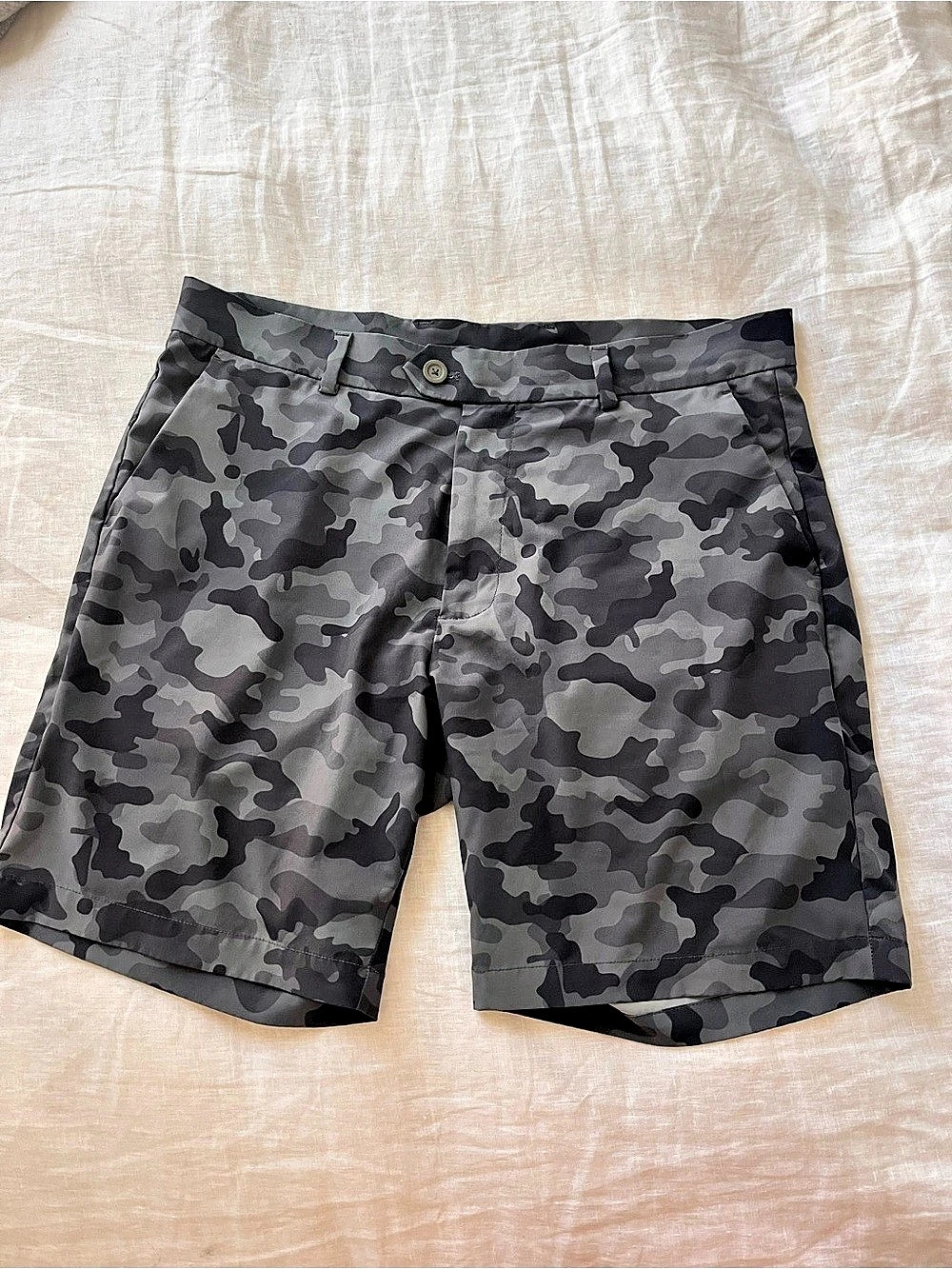 G/FORE Icon Camo Technical Stretch Golf Shorts Gray & Black Waist 34